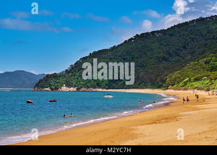 Totaranui Strand im Abel Tasman National Park. Nelson, Neuseeland. Stockfoto