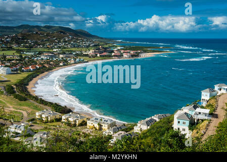 Blicken Sie über North Frigate Bay, St. Kitts, St. Kitts und Nevis, Karibik Stockfoto