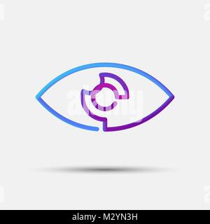 Auge, Blick, Aussicht, Vision blended interlaced Creative line Symbol. Trendy Vektor flüssige 3D Vision Symbol, Logo, Zeichen oder Symbol auf weißem Hintergrund Stock Vektor