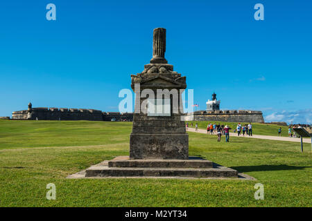 Unesco-Welterbe Blick schloss San Felipe del Morro, San Juan, Puerto Rico, Karibik Stockfoto