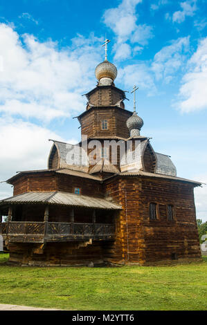 Die hölzerne Kirche, die im Museum der Holzarchitektur in der UNESCO-Welterbe Blick Suzdal, Goldener Ring, Russland Stockfoto