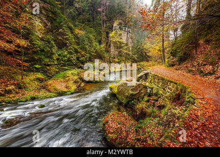 Die Kamnitz Schlucht im Nationalpark Sächsische Schweiz Stockfoto