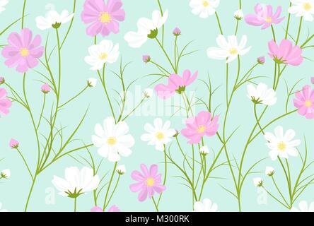 Vektor nahtlose florales Muster mit Cosmos Blumen Stock Vektor