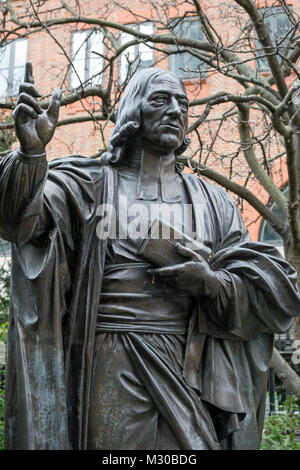 London, England, Februar 2018, einen Blick auf die Statue von John Wesley Stockfoto