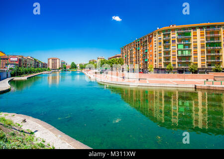 Malerische Naviglio Grand Canal in Mailand, Lombardei, Italien Stockfoto