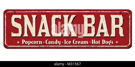 Snackbar vintage rostiges Metall Zeichen auf weißem Hintergrund, Vector Illustration Stock Vektor