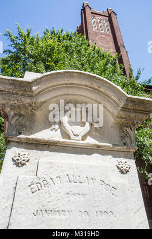 Baltimore Maryland, Westminster Presbyterian Church, Edgar Allan Poe, amerikanischer Dichter, Literatur, Grab, Friedhof, Grabstätte, Grab, Grabstein, Tod, MD100703032 Stockfoto