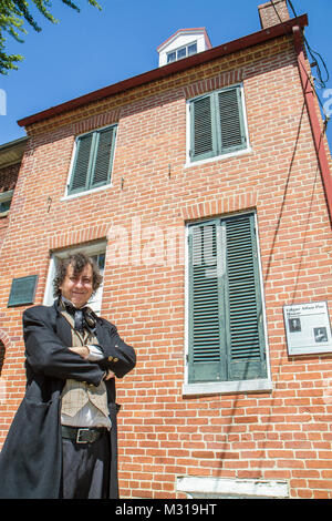 Baltimore Maryland, North Amity Street, Edgar Allan Poe House & Museum, amerikanischer Dichter, Literatur, Geschichte, Erinnerungsstücke, Reihenhaus, roter Backstein, Holzfenster, gui Stockfoto