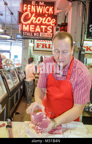 Baltimore Maryland, Federal Hill, Nachbarschaft, Cross Street Market, Fenwick's Choice Fleisch, frisches Fleisch, Shopping Shopper Shopper Shoppen Shops Market Market Market Stockfoto