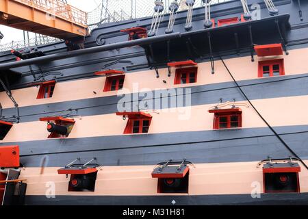 HMS Victory, Portsmouth historischen Dockyard, Großbritannien Stockfoto