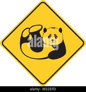 Panda silhouette Tier Verkehrszeichen gelb Vector Illustration Stock Vektor