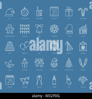 30 Weihnachten Zeile für Symbole, Vector EPS 10 Abbildung Stockfoto