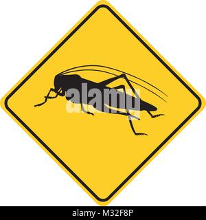 Grasshopper silhouette Tier Verkehrszeichen gelb Vektor Stock Vektor