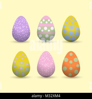 Dekorative Ostereier. Ostern Szene. Die wichtigsten Symbole des Urlaubs. Vektor Logos, Embleme, text Design. Geeignet für Banner, Grußkarten, Geschenke etc. Stock Vektor