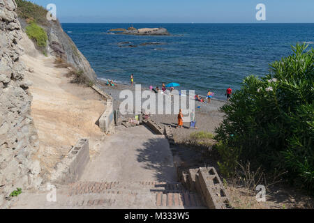 Playa Cala Flores, Calle Gaviota, Kap Palos, Spanien Datum 23. August 2017 Stockfoto