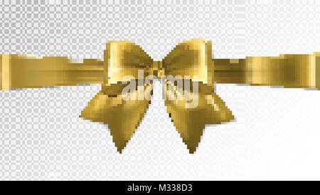 Glänzendes Gold Satin Band auf transparenten Hintergrund. Vektor Stock Vektor