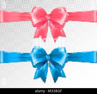 Der Vektor realistische Rosa und blauen Band und Bogen auf transparentem Hintergrund. Vector EPS 10. Stock Vektor