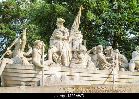 Pennsylvania Bucks County Delaware River, Washington Crossing the Delaware Monument Historic Park, American Revolution 1776, zweihundertjährige Gedenkschlacht Stockfoto