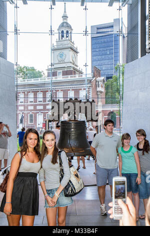 Philadelphia Pennsylvania, Liberty Bell, Independence Hall, National Historical History Park, Geschichte, Regierung, amerikanische Revolution, Symbol, Freiheit, ideale Stockfoto