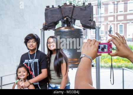 Philadelphia Pennsylvania, Liberty Bell, Independence Hall, National Historical History Park, Geschichte, Regierung, amerikanische Revolution, Symbol, Freiheit, ideale Stockfoto