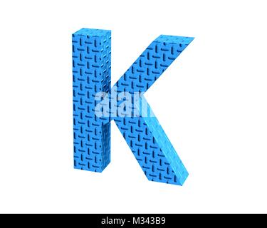 Font Kunststoff blau treadplate Kapital K Stockfoto