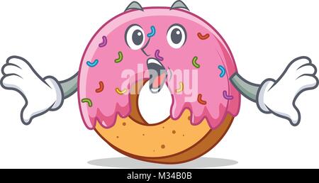 Überrascht Donut Maskottchen Cartoon Stil Stock Vektor