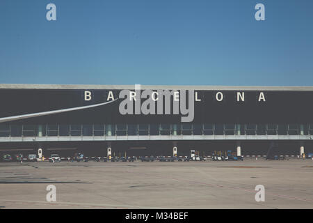 Reisen nach Spanien konzeptionelle barcellona Flughafen vintage Farbkorrektur Stockfoto