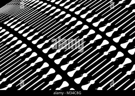 Schwarz eloxierte Aluminium Platte mit lasergeschnittenen Zeiger Stockfoto