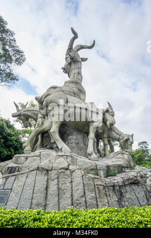 Die Statue fünf Ziegen, die im April 1960 gebaut wurde, einem der berühmtesten Wahrzeichen Gebäude im Kanton. Stockfoto