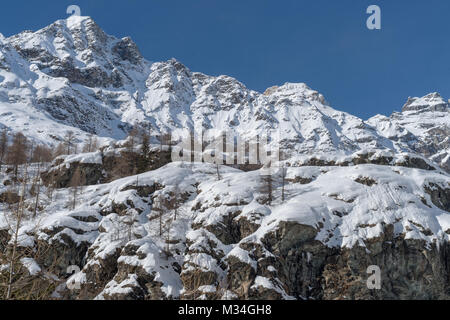 Bergwelt in Cervinia, Aostatal Valtournenche, Alpen Stockfoto