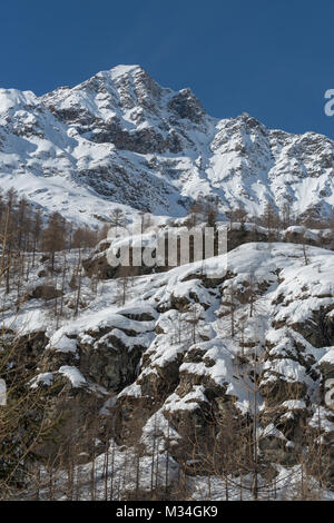 Bergwelt in Cervinia, Aostatal Valtournenche, Alpen Stockfoto