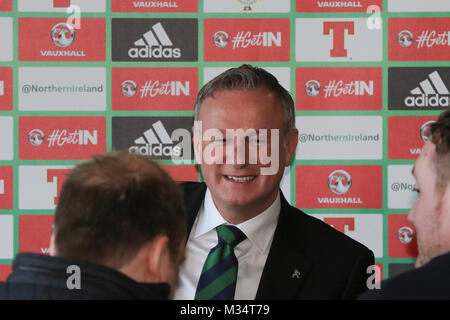 Belfast, UK. 9 Feb, 2018. Nationale Fußball-Stadion im Windsor Park, Belfast, Nordirland. 09. Februar 2018. Die Irish Football Association heute offiziell bekannt gegeben, dass Nordirland Manager Michael O'Neill eine vierjährige Vertragsverlängerung unterzeichnet hatte. Quelle: David Hunter/Alamy leben Nachrichten Stockfoto