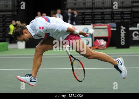 Prag, Tschechische Republik. 9 Feb, 2018. Barbora Strycova der tschechischen Republik während dem Training der tschechischen Fed-Cup-Team in Prag in der Tschechischen Republik. Die Tschechische Republik wird die Schweiz im Tennis Fed Cup World Group Gesicht am 10. und 11. Februar 2018. Credit: Slavek Ruta/ZUMA Draht/Alamy leben Nachrichten Stockfoto