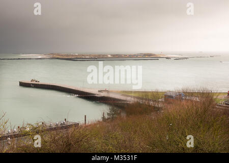 Helgoland Hafen im Winter Stockfoto