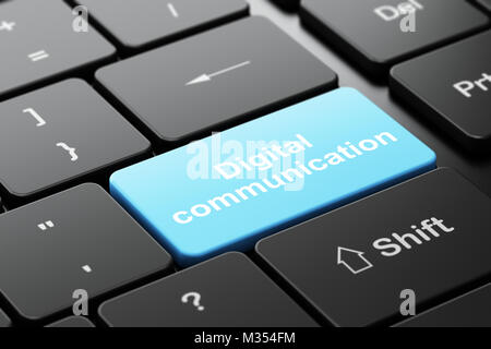 Datenkonzept: digitale Kommunikation auf Computer Tastatur Hintergrund Stockfoto