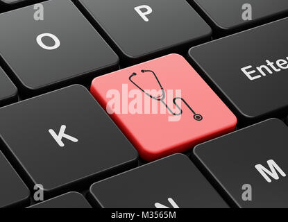 Medizin-Konzept: Stethoskop auf Computer Tastatur Hintergrund Stockfoto