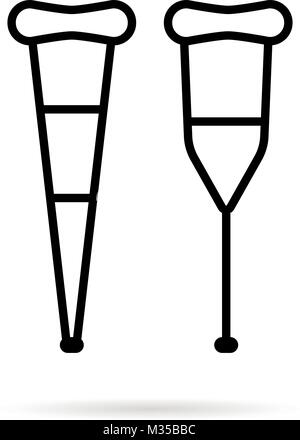 Einfache schwarze dünne Linie Krücke Symbol Stock Vektor