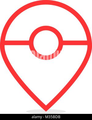 Rote dünne Linie abstrakte Karte pin Stock Vektor