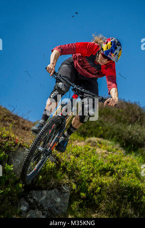 Mehrere Meister downhill-Mountainbike Fahrrad Racer Welt Rachel Atherton. Stockfoto