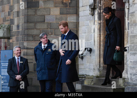 Prinz Harry und Meghan Markle Besuch in Cardiff als Teil ihrer UK-Tour zu ihrem Engagement bekannt, 18. Januar 2018, © Shaun Jones Stockfoto