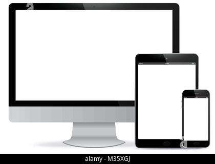 Bildschirm, Tablet-PC, Handy Bildschirme leeren Vektor Illustration. Stock Vektor