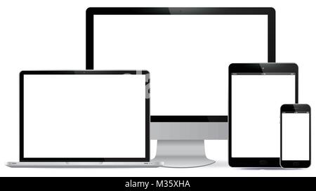 Bildschirm, Tablet-PC, Laptop, Smartphone Vector Illustration. Stock Vektor