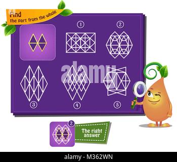 Lernspiel für Kinder und Erwachsene, Puzzle. Entwicklung von Logik, iq. Aufgabe das Spiel Teil des Ganzen Stock Vektor