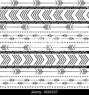 Monochrome tribal Pfeil nahtlose Hintergrund. Vektor sich wiederholende Textur. Kann für Tapeten verwendet werden, musterfüllungen, Webseite Hintergrund oder Textilien drucken Stock Vektor