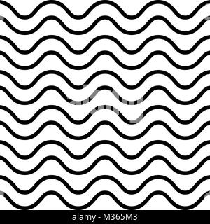 Wave abstract Vector nahtlose Muster, einfache geometrische monochromen Hintergrund Stock Vektor