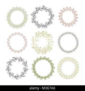 Festlegen der Rahmenbedingungen der Kränze auf einem weißen Hintergrund. Vektor. Stock Vektor