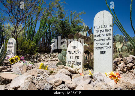 Blick auf Boot Hill Friedhof in Tombstone, Arizona Stockfoto