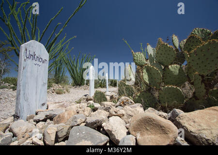 Blick auf Boot Hill Friedhof in Tombstone, Arizona Stockfoto