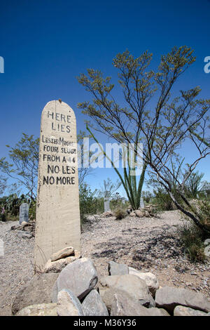 Blick auf Boot Hill Friedhof in Tombstone, Arizona Stockfoto
