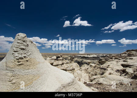 Wilden und abgelegenen Landschaft der Wüste in der Bisti Wilderness Area im Nordwesten von New Mexico in der Nähe von Farmington mit Hoodoos und bizarren Felsformationen Stockfoto